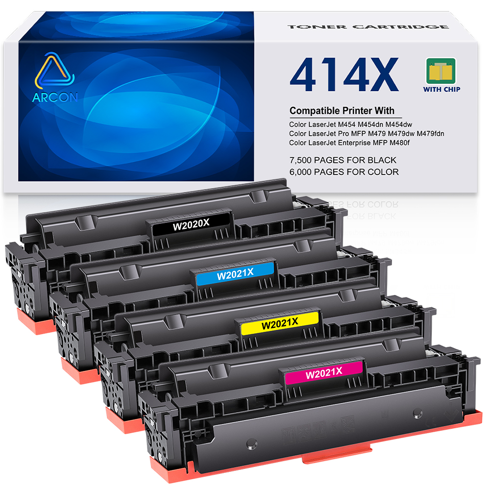 414X Toner Cartridges 4 Pack High Yield with Chip for HP 414X 414A ...